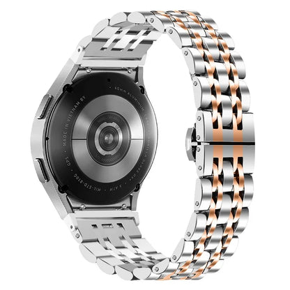 For Samsung Galaxy Watch7 44mm / 40mm Stainless Steel Band 7-Bead Smart Watch Strap with Connector