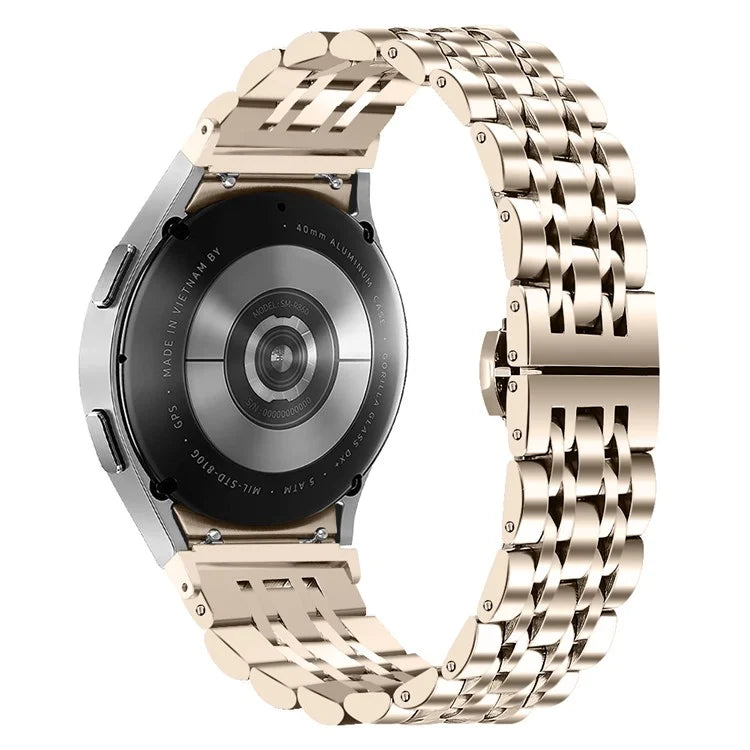 For Samsung Galaxy Watch7 44mm / 40mm Stainless Steel Band 7-Bead Smart Watch Strap with Connector