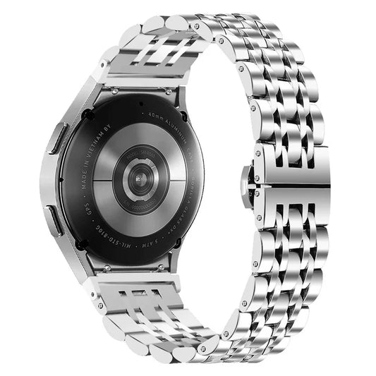 For Samsung Galaxy Watch7 44mm / 40mm Stainless Steel Band with Connector 7-Bead Smart Watch Strap, Silver