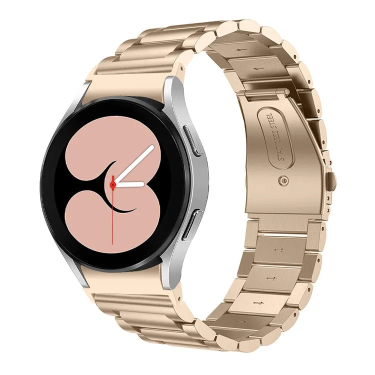 For Samsung Galaxy Watch7 44mm 40mm Stainless Steel Watch Band 3-Beads Wrist Strap