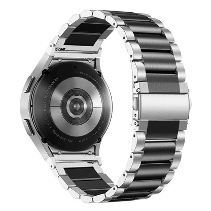For Samsung Galaxy Watch7 44mm 40mm Stainless Steel Watch Band 3-Beads Wrist Strap