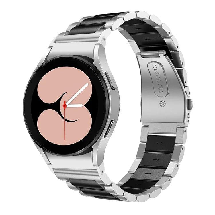 For Samsung Galaxy Watch7 44mm 40mm Stainless Steel Watch Band 3-Beads Wrist Strap