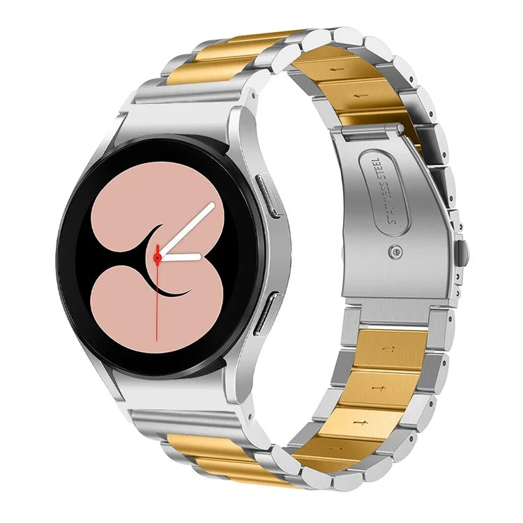 For Samsung Galaxy Watch7 44mm 40mm Stainless Steel Watch Band 3-Beads Wrist Strap