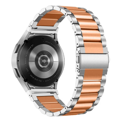 For Samsung Galaxy Watch7 44mm 40mm Stainless Steel Watch Band 3-Beads Wrist Strap