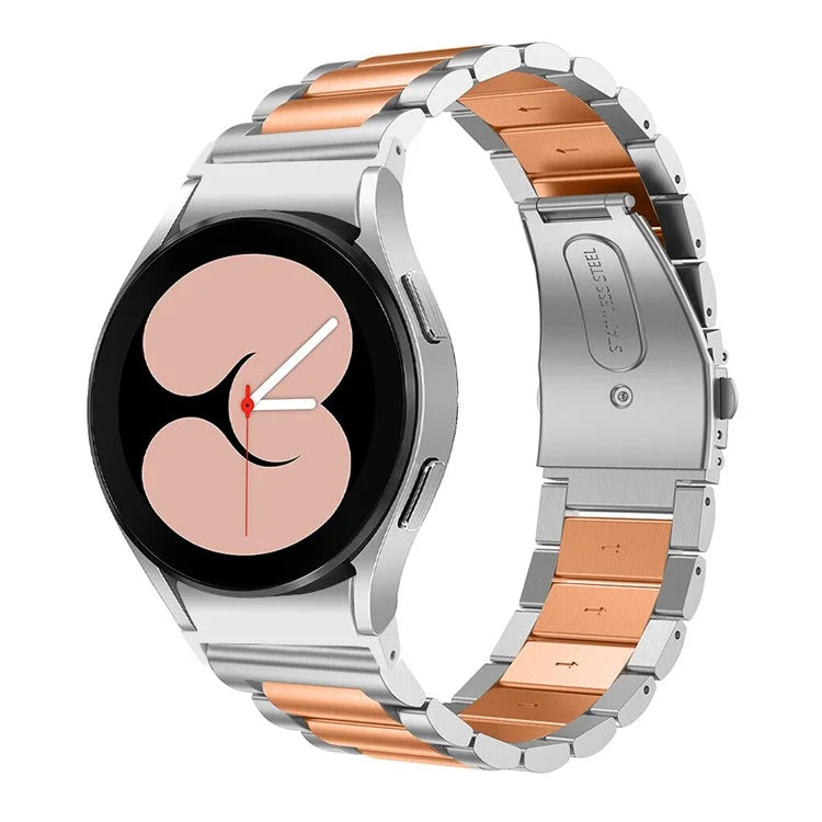 For Samsung Galaxy Watch7 44mm 40mm Stainless Steel Watch Band 3-Beads Wrist Strap