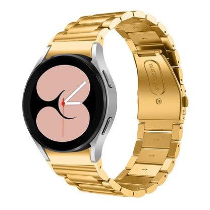 For Samsung Galaxy Watch7 44mm 40mm Stainless Steel Watch Band 3-Beads Wrist Strap