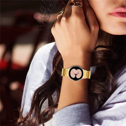 For Samsung Galaxy Watch7 44mm 40mm Stainless Steel Watch Band 3-Beads Wrist Strap