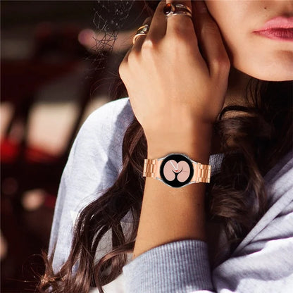 For Samsung Galaxy Watch7 44mm 40mm Stainless Steel Watch Band 3-Beads Wrist Strap