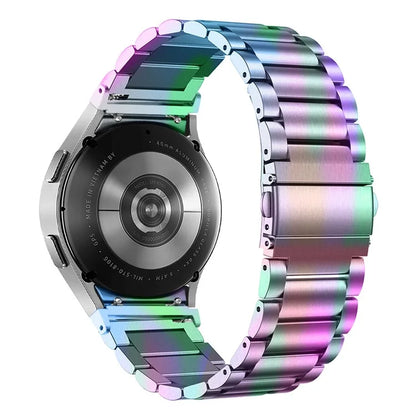 For Samsung Galaxy Watch7 44mm 40mm Stainless Steel Watch Band 3-Beads Wrist Strap
