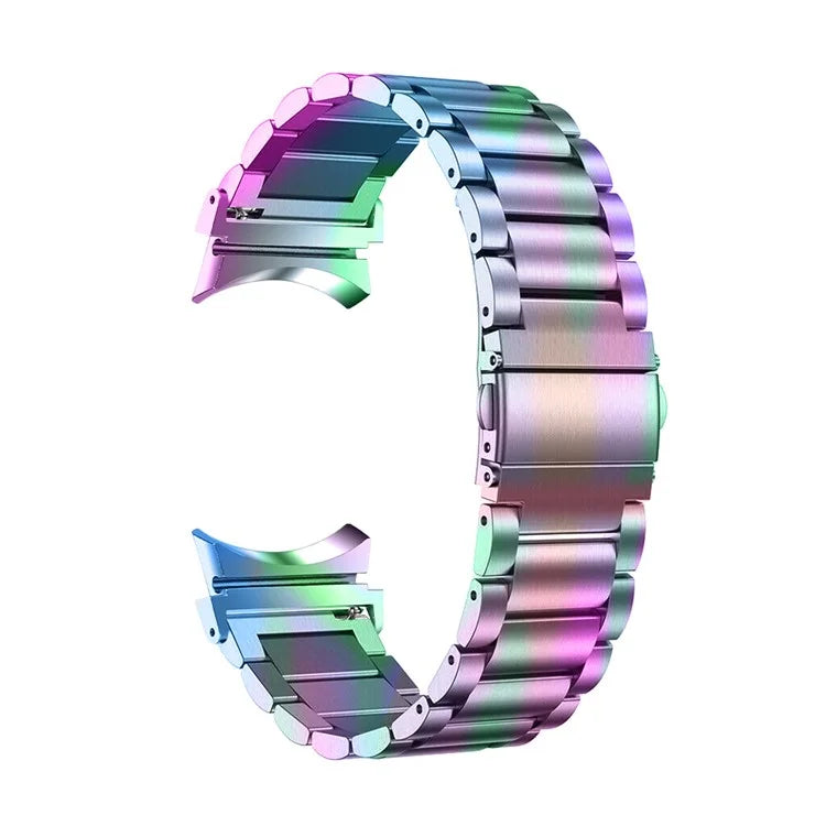 For Samsung Galaxy Watch7 44mm 40mm Stainless Steel Watch Band 3-Beads Wrist Strap