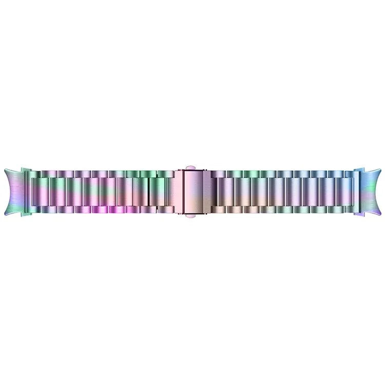 For Samsung Galaxy Watch7 44mm 40mm Stainless Steel Watch Band 3-Beads Wrist Strap