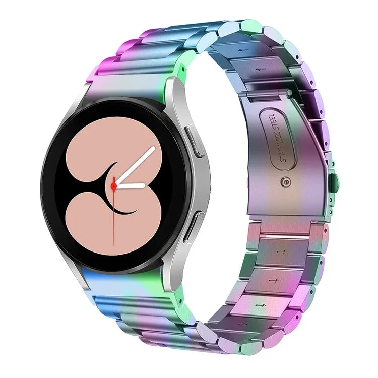For Samsung Galaxy Watch7 44mm 40mm Stainless Steel Watch Band 3-Beads Wrist Strap