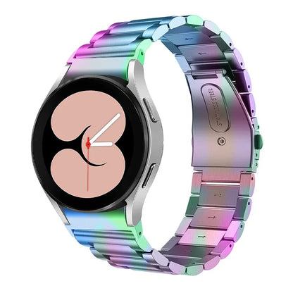 For Samsung Galaxy Watch7 44mm 40mm Stainless Steel Watch Band 3-Beads Wrist Strap