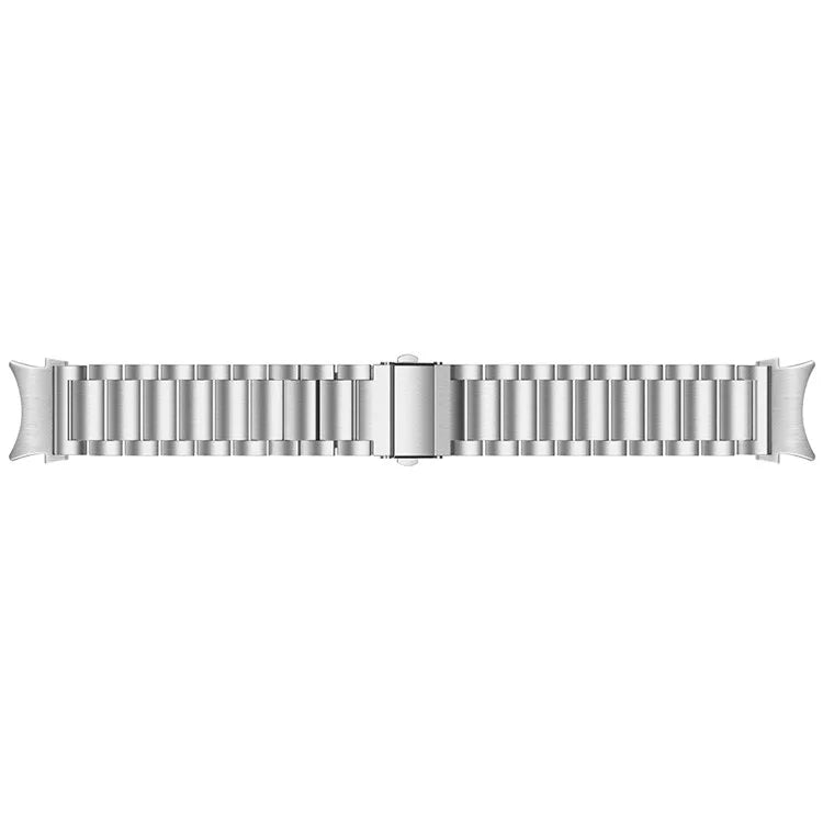 For Samsung Galaxy Watch7 44mm / 40mm Stainless Steel Band 3-Bead Smart Watch Strap with Connector, Silver