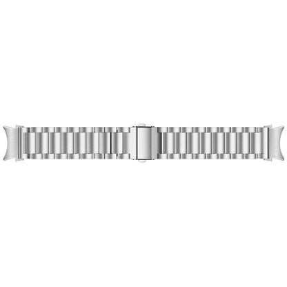 For Samsung Galaxy Watch7 44mm / 40mm Stainless Steel Band 3-Bead Smart Watch Strap with Connector, Silver
