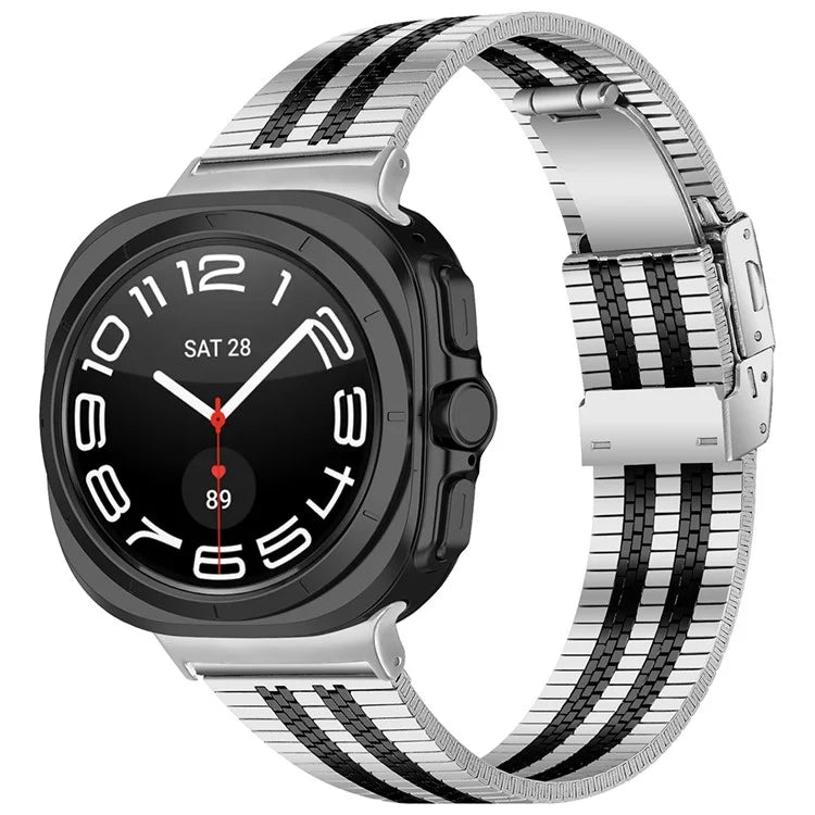 For Samsung Galaxy Watch Ultra 47mm Watch Band Stainless Steel 5-Beads Wrist Strap