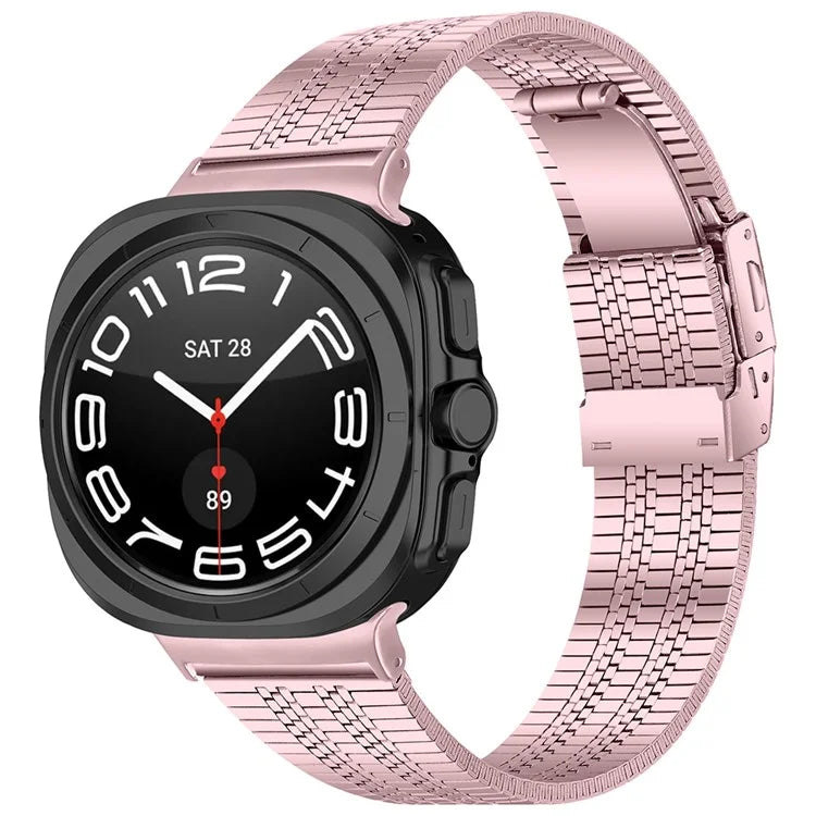 For Samsung Galaxy Watch Ultra 47mm Watch Band Stainless Steel 5-Beads Wrist Strap
