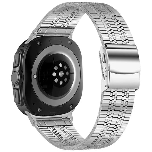 For Samsung Galaxy Watch Ultra 47mm Watch Band Stainless Steel 5-Beads Wrist Strap - Silver