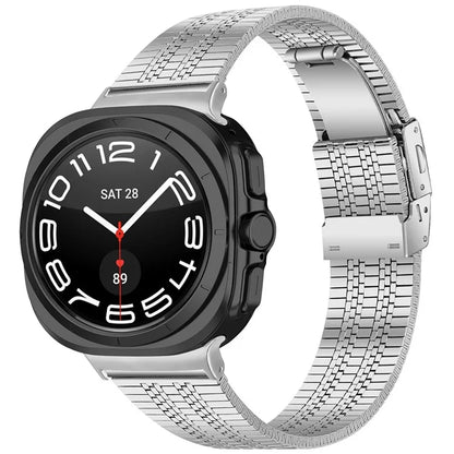 For Samsung Galaxy Watch Ultra 47mm Watch Band Stainless Steel 5-Beads Wrist Strap - Silver