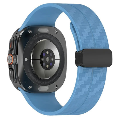 For Samsung Galaxy Watch Ultra 47mm Silicone Watch Band Carbon Fiber Texture with Magnetic Buckle