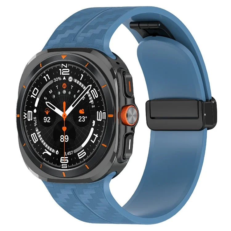 For Samsung Galaxy Watch Ultra 47mm Silicone Watch Band Carbon Fiber Texture with Magnetic Buckle