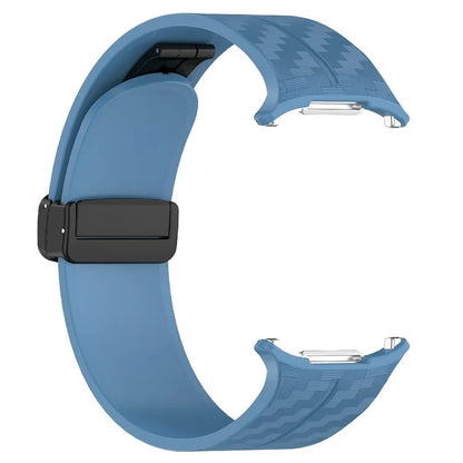 For Samsung Galaxy Watch Ultra 47mm Silicone Watch Band Carbon Fiber Texture with Magnetic Buckle