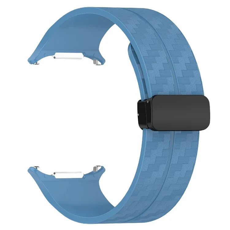 For Samsung Galaxy Watch Ultra 47mm Silicone Watch Band Carbon Fiber Texture with Magnetic Buckle