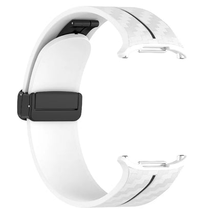 For Samsung Galaxy Watch Ultra 47mm Silicone Watch Band Carbon Fiber Texture with Magnetic Buckle