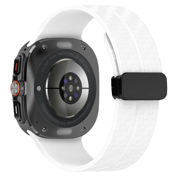 For Samsung Galaxy Watch Ultra 47mm Silicone Watch Band Carbon Fiber Texture with Magnetic Buckle