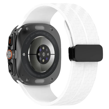 For Samsung Galaxy Watch Ultra 47mm Silicone Watch Band Carbon Fiber Texture with Magnetic Buckle