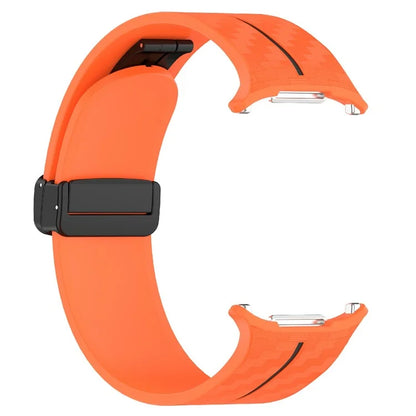 For Samsung Galaxy Watch Ultra 47mm Silicone Watch Band Carbon Fiber Texture with Magnetic Buckle