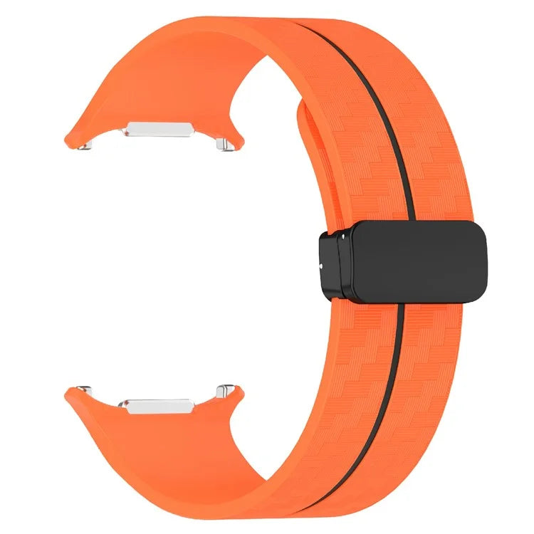 For Samsung Galaxy Watch Ultra 47mm Silicone Watch Band Carbon Fiber Texture with Magnetic Buckle