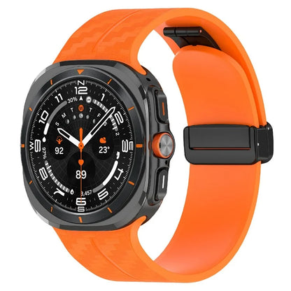 For Samsung Galaxy Watch Ultra 47mm Silicone Watch Band Carbon Fiber Texture with Magnetic Buckle