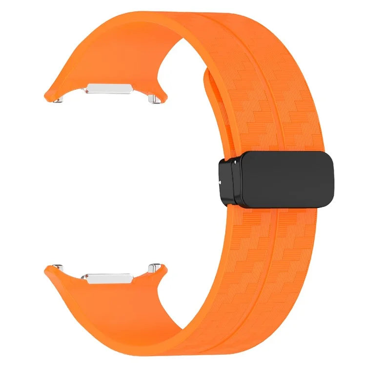 For Samsung Galaxy Watch Ultra 47mm Silicone Watch Band Carbon Fiber Texture with Magnetic Buckle