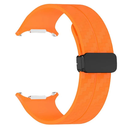 For Samsung Galaxy Watch Ultra 47mm Silicone Watch Band Carbon Fiber Texture with Magnetic Buckle