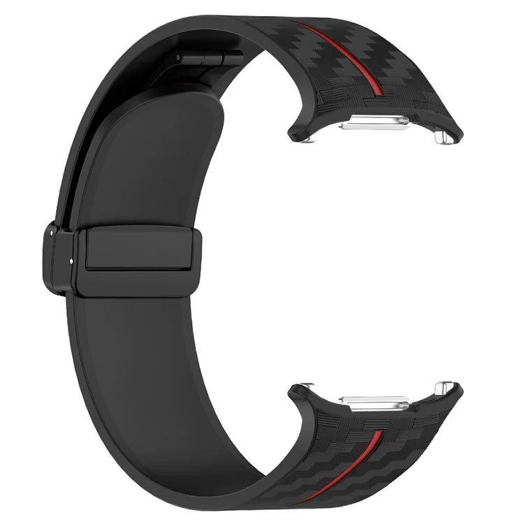 For Samsung Galaxy Watch Ultra 47mm Silicone Watch Band Carbon Fiber Texture with Magnetic Buckle