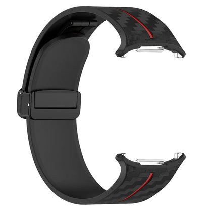 For Samsung Galaxy Watch Ultra 47mm Silicone Watch Band Carbon Fiber Texture with Magnetic Buckle