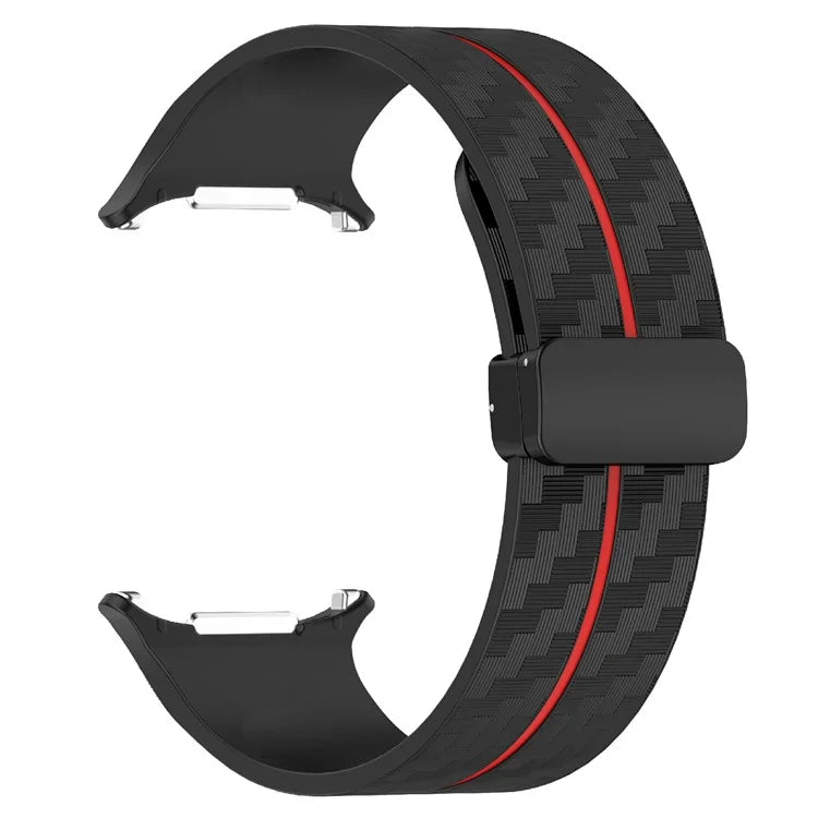 For Samsung Galaxy Watch Ultra 47mm Silicone Watch Band Carbon Fiber Texture with Magnetic Buckle
