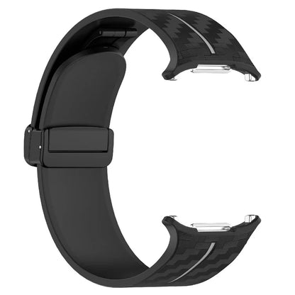 For Samsung Galaxy Watch Ultra 47mm Silicone Watch Band Carbon Fiber Texture with Magnetic Buckle