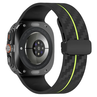 For Samsung Galaxy Watch Ultra 47mm Silicone Watch Band Carbon Fiber Texture with Magnetic Buckle