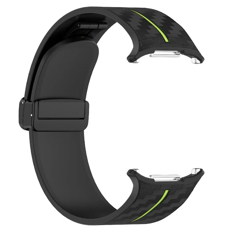 For Samsung Galaxy Watch Ultra 47mm Silicone Watch Band Carbon Fiber Texture with Magnetic Buckle