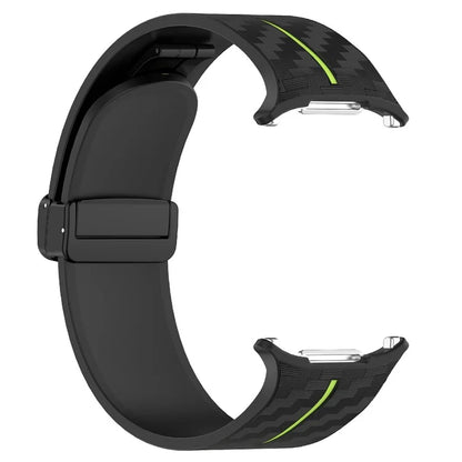 For Samsung Galaxy Watch Ultra 47mm Silicone Watch Band Carbon Fiber Texture with Magnetic Buckle