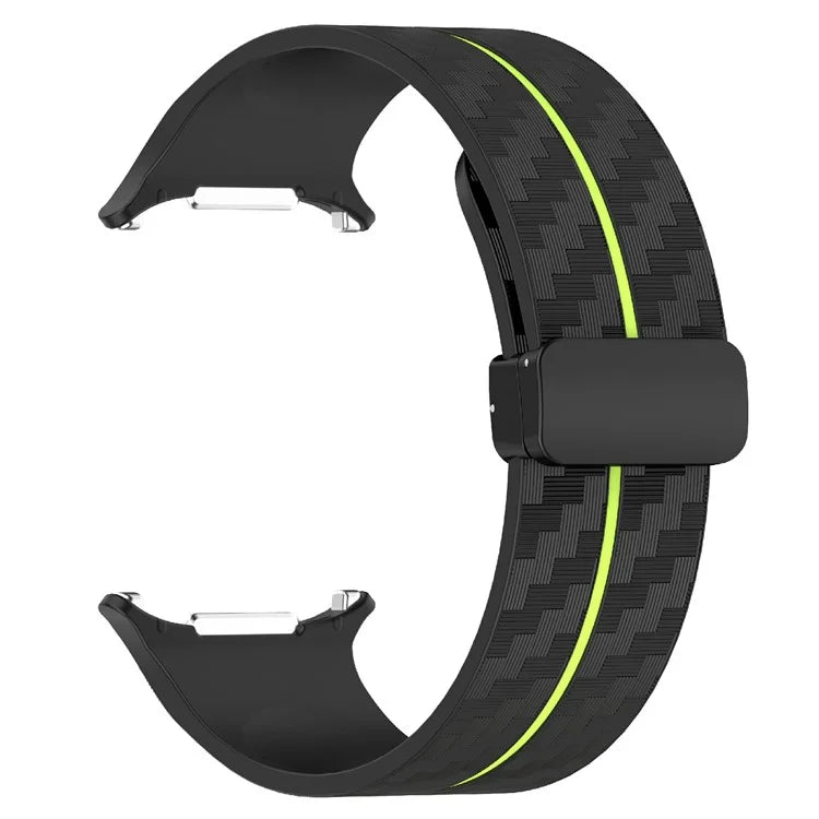 For Samsung Galaxy Watch Ultra 47mm Silicone Watch Band Carbon Fiber Texture with Magnetic Buckle