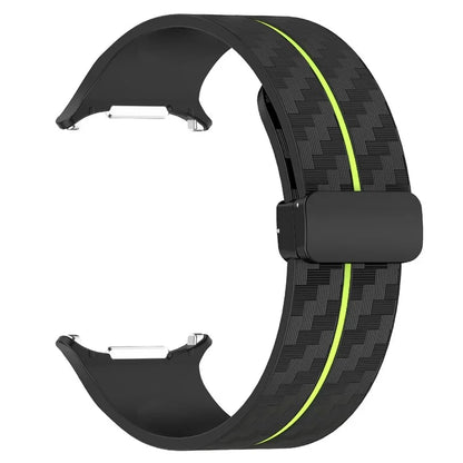 For Samsung Galaxy Watch Ultra 47mm Silicone Watch Band Carbon Fiber Texture with Magnetic Buckle
