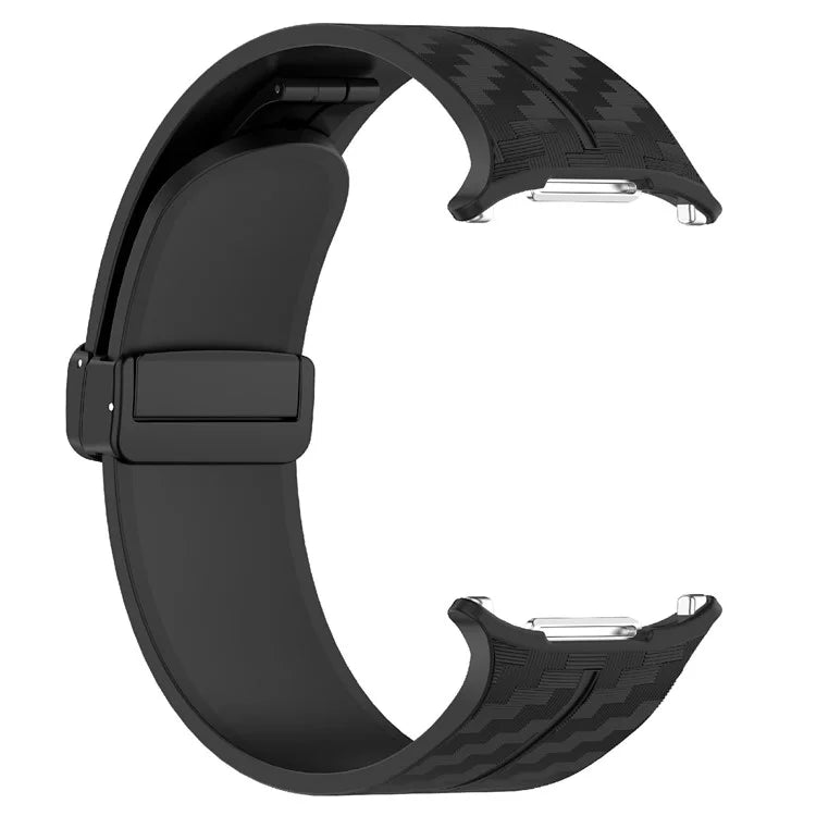For Samsung Galaxy Watch Ultra 47mm Silicone Watch Band Carbon Fiber Texture with Magnetic Buckle
