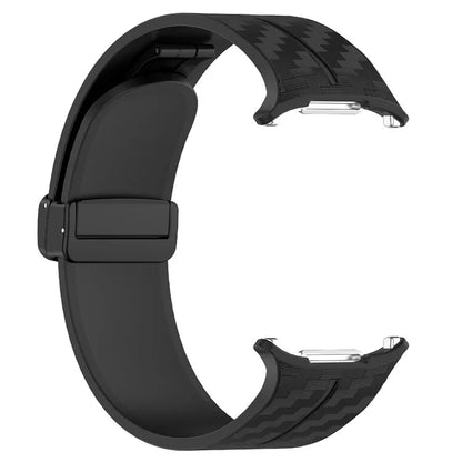 For Samsung Galaxy Watch Ultra 47mm Silicone Watch Band Carbon Fiber Texture with Magnetic Buckle