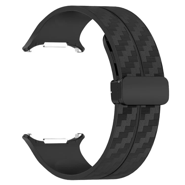 For Samsung Galaxy Watch Ultra 47mm Silicone Watch Band Carbon Fiber Texture with Magnetic Buckle
