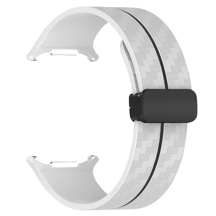 For Samsung Galaxy Watch Ultra 47mm Silicone Watch Band Carbon Fiber Texture with Magnetic Buckle