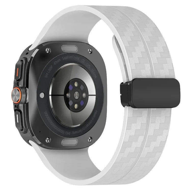 For Samsung Galaxy Watch Ultra 47mm Silicone Watch Band Carbon Fiber Texture with Magnetic Buckle