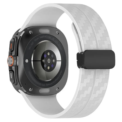 For Samsung Galaxy Watch Ultra 47mm Silicone Watch Band Carbon Fiber Texture with Magnetic Buckle